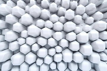 3D Futuristic honeycomb mosaic white background. Realistic geometric mesh cells texture. Abstract white vector wallpaper with hexagon grid 