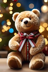 cute plush teddy bear dressed in outfit smiling