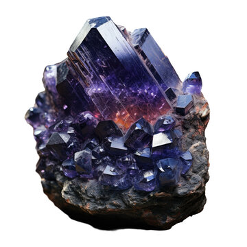 Purple fluorite on sphalerite matrix from Elmwood TN transparent background