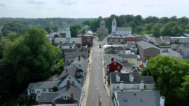 Passing over downtown Plymouth, Mass.