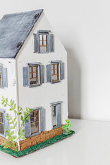Doll house. Miniature handmade house.