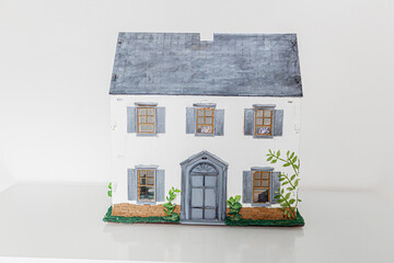 Doll house. Miniature handmade house.