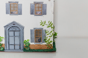 Doll house. Miniature handmade house.
