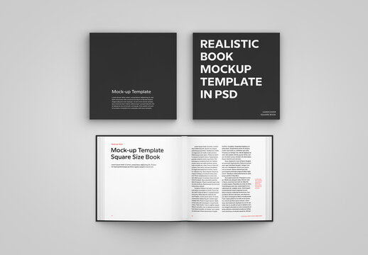 Square Size Hardcover Book Mock-up