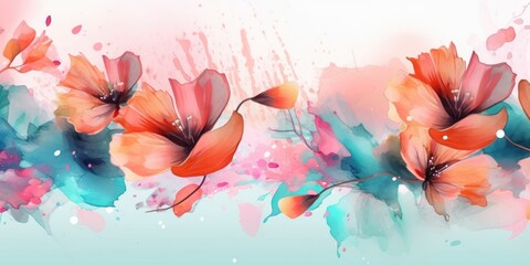 beautiful abstract teal pink orange watercolor floral design background. beautiful Generative AI AIG32