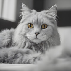 A Furry white cat