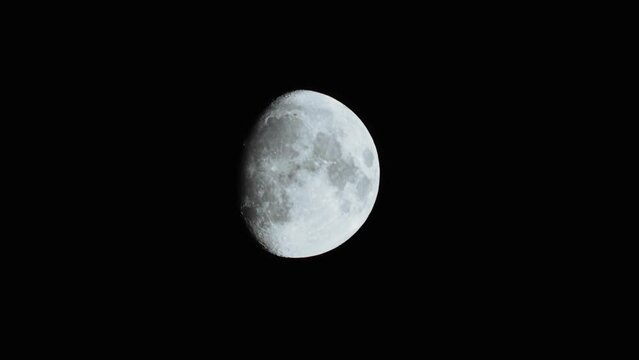Close up moon. Dark night sky.