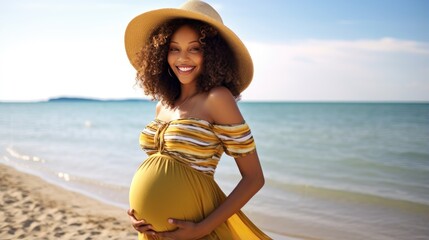 pregnant african american girl at sea