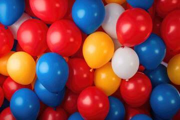 Fototapeta na wymiar A bunch of colorful balloons with happy celebration party background. AI generated