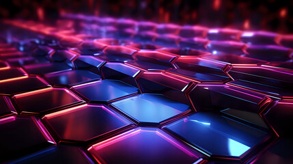 dark neon background made of hexagons, background for web pages - obrazy, fototapety, plakaty