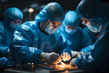 doctors in blue uniforms are preparing for surgery, doctors are training before a complex operation