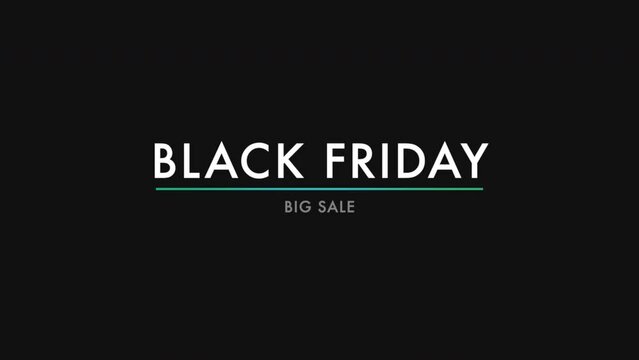 Black Friday and Big Sale text with neon line on black modern gradient, motion abstract holidays, minimalism and promo style background