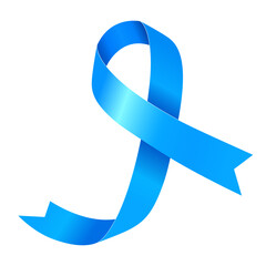 Prostate Cancer Awareness Month. Blue ribbon. Vector illustration isolated on white.