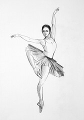 graceful ballerina on pointe shoes - 642205358