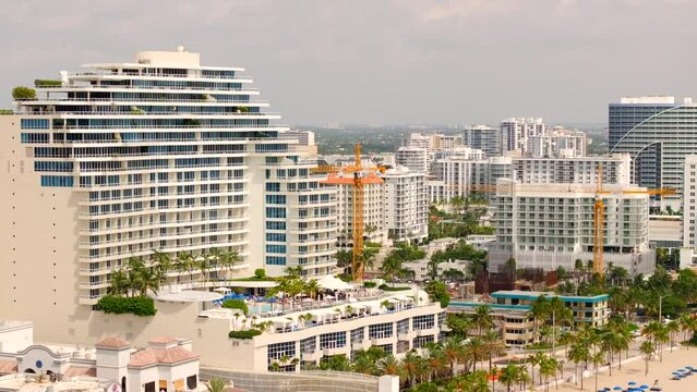 Aerial video Selene Oceanfront Residences under construction Fort Lauderdale Beach FL