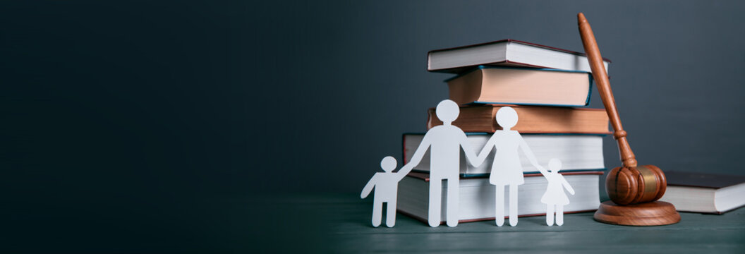 paper of family and books with judge