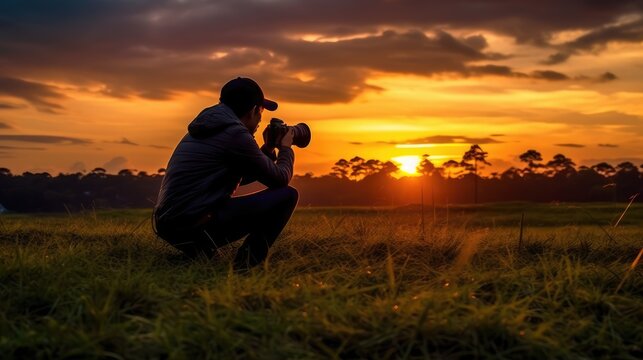 Photographer taking a sunset view