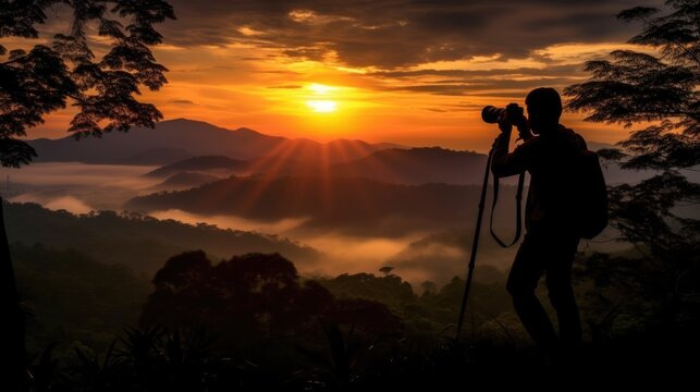 Photographer taking a sunset view