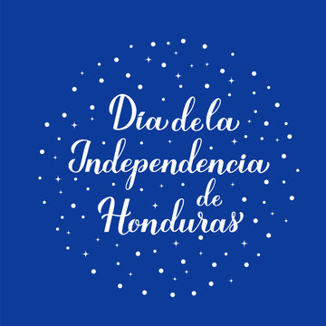 Honduras Independence Day typography poster in Spanish. National holiday celebrated on September 15. Vector template for banner, greeting card, flyer, etc.