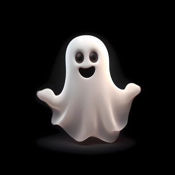 cute 3d halloween ghost isolated on black background