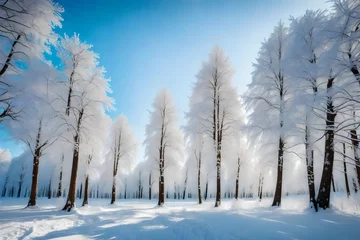 Papier Peint photo Lavable Ciel bleu winter landscape with trees