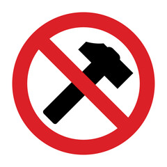 Stop hammer icon. Hammering is forbidden. Prohibition sign