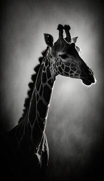 giraffe studio silhouette photo black white vintage backlit portrait motion contour tattoo