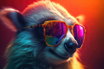 An animal wearing sunglasses 