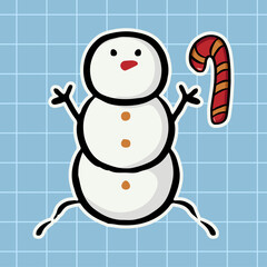 Snowman sticker. Christmas Clipart 