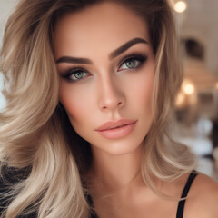 Fototapeta premium Rostro de mujer encantadora con una mirada fría y romantica