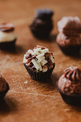 chocolate truffles at the table
