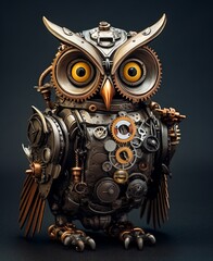 Steampunk creatures owl, very detailed, big eyes, top quality, 9:11 format