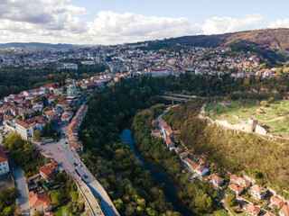 Aerial view of city of Veliko Tarnovo, Bulgaria