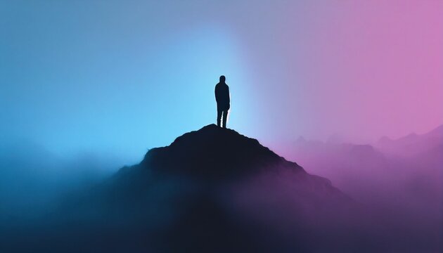 Close-Up Silhouette in Blue and Pink: A Captivating Blur of Colors