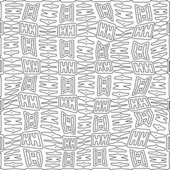 White background with black pattern. Texture with figures from lines.Line shape design.Abstract background for web page, textures, card, poster, fabric, textile. Monochrome graphic repeating design. 