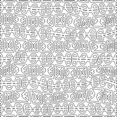 White background with black pattern. Texture with figures from lines.Line shape design.Abstract background for web page, textures, card, poster, fabric, textile. Monochrome graphic repeating design. 