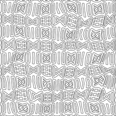 White background with black pattern. Texture with figures from lines.Line shape design.Abstract background for web page, textures, card, poster, fabric, textile. Monochrome graphic repeating design. 