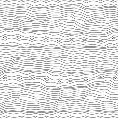 White background with black pattern. Texture with figures from lines.Line shape design.Abstract background for web page, textures, card, poster, fabric, textile. Monochrome graphic repeating design. 