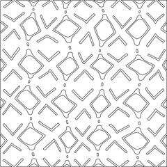 White background with black pattern. Texture with figures from lines.Line shape design.Abstract background for web page, textures, card, poster, fabric, textile. Monochrome graphic repeating design. 
