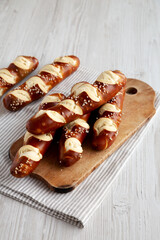 Homemade Soft Pretzel Sticks with Salt Ready to Eat