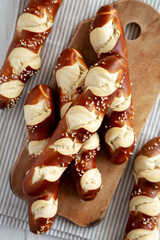 Homemade Soft Pretzel Sticks with Salt Ready to Eat