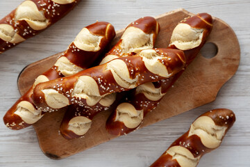 Homemade Soft Pretzel Sticks with Salt Ready to Eat