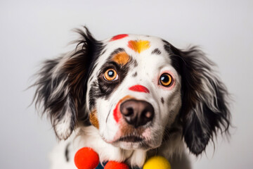 Fototapeta na wymiar Geschminkter Clownhund