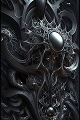 Intricate Abstract: Black, Silver, and Grey Epic Fantasy