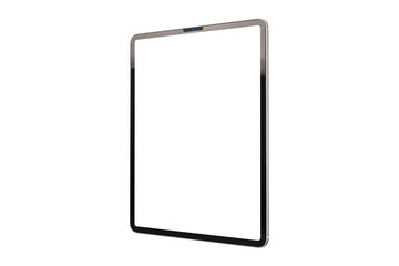 Tablet with blank screen isolated on white background.