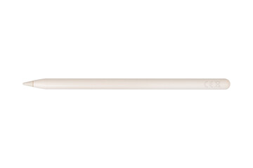 White stylus pen isolated on white background.