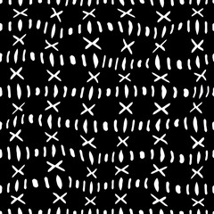 White background with black pattern.Repeat Pattern for fashion, textile design,  on wall paper, wrapping paper, fabrics and home decor. Seamless pattern in grunge style.