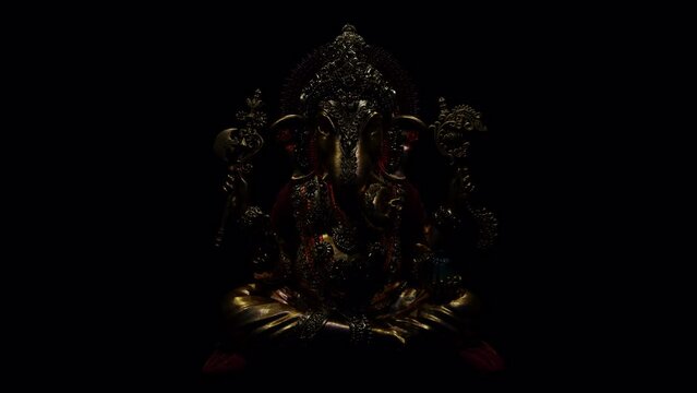 In this captivating VJ loop, Ganesha illuminates the sculpture from beneath with a pulsating 120 BPM rhythm. As a stunning CGI creation, it bathes the artwork in dynamic light, perfect for seamless VJ