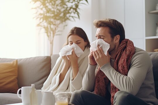 The ill person feels sick, has a cold, a virus. fever, runny nose, sore throat. bacterial ailment. Acute respiratory infection headache coughing, sneezing nasal congestion, runny nose, lacrimation.