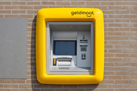 Geldmaat logo on ATM. Geldmaat is a Dutch company that installs, manages and maintains ATMs and is a joint venture of the banks ABN AMRO, ING and Rabobank.